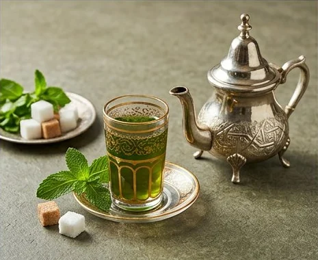 صورة توضيحية للشاي المغربي بالنعناع